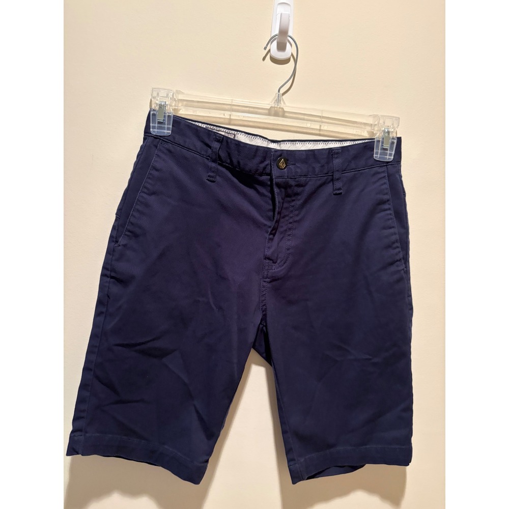 Volcom Mens Navy Blue Chino Shorts Size 28 Flat Front Twill Casual Skateboarding
